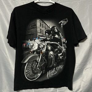 Biker Tee Ride Or Die High Stakes Skull Motorcycle David Gonzales Art T-Shirt